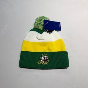 Captivating Oregon ducks  Green and Yellow Pom-Pom Beanie